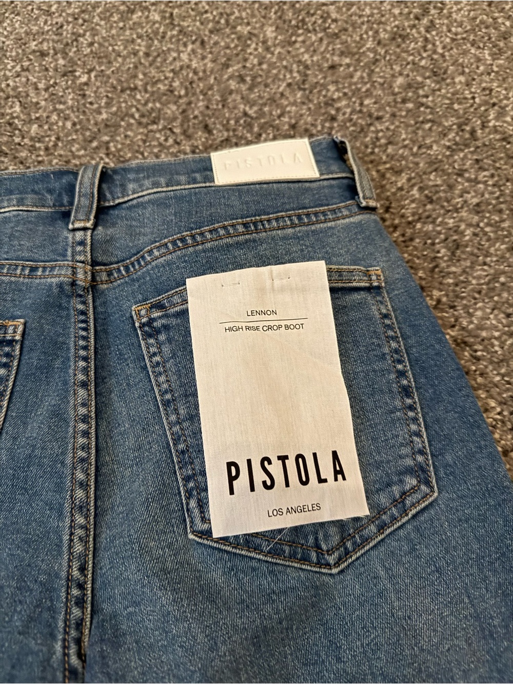 pistola Blue Cropped Flare Jeans with Raw Hem - Picture 3 of 3